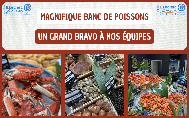 MAGNIFIQUE BANC À LA POISSONNERIE CE MATIN ! UN GRAND BRAVO À NOS ÉQUIPES !