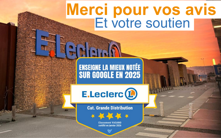 ENSEIGNE LA MIEUX NOTÉE SUR GOOGLE EN 2025.CAT.GRANDE DISTRIBUTION.CLASSEMENT VASANO.