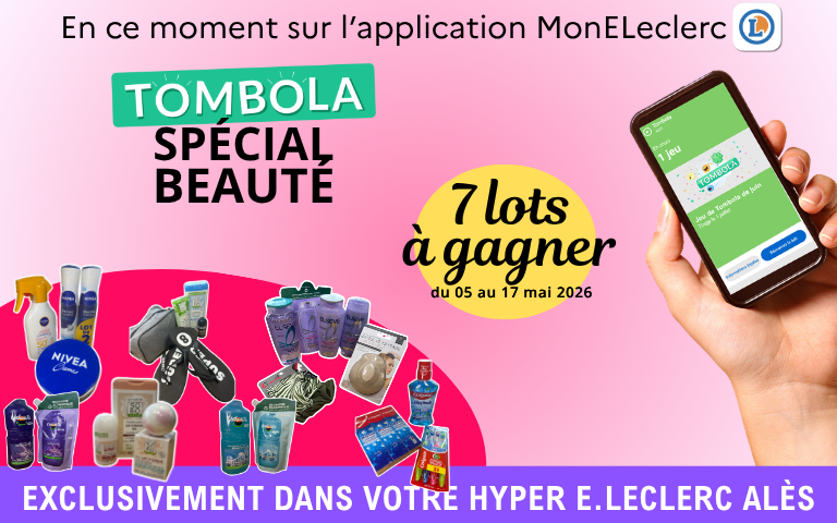 Tombola spécial Beauté du 5 au 17 ami 2026. jeux avec obligation d'achat.