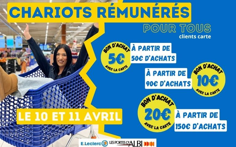 chariot rémunère ce vendredi 10 et samedi 11 avril. voir cond en mag
