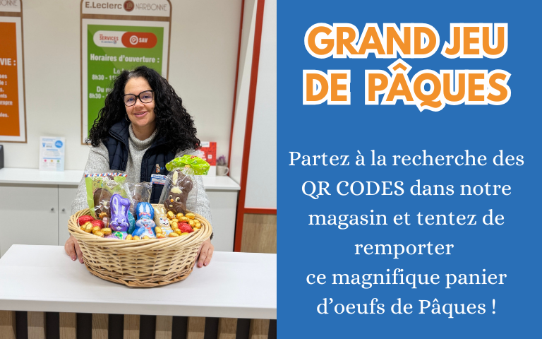 Grand jeu de pâques. Scannez des QR CODES dans votre magasin et tentez de gagner un panier d'oeufs en chocolat 