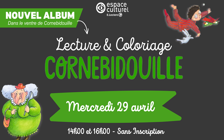 Lecture et coloriage Cornebidouille, mercredi 29 avril à partir de 14h, à l'Espace culturel