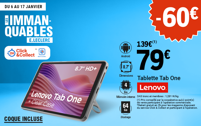 Immaquable du moment, la tablette Lenovo Tab One à 79€