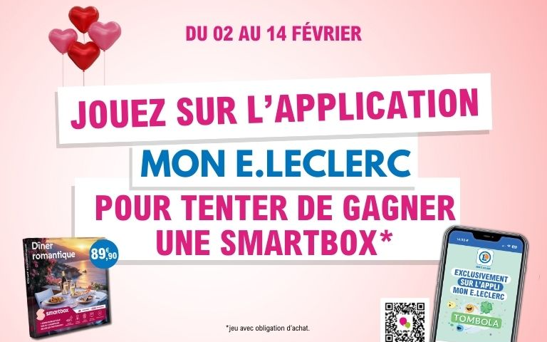 du 2 au 14 février, tentez de remporter une smartbox pour la saint valentin, un dîner romantique