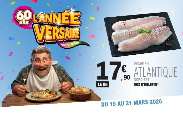 Dos d'eglefin à 17,90€ le kg, pêché en atlantique