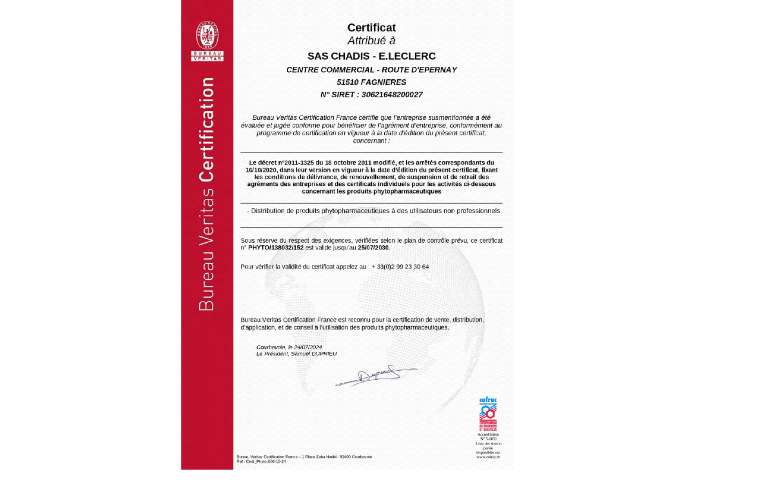 Certificat agrément phytosanitaire
