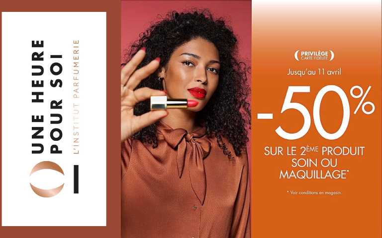 Jusqu'au 11/4 -50% sur le 2emme produit soin maquillage
