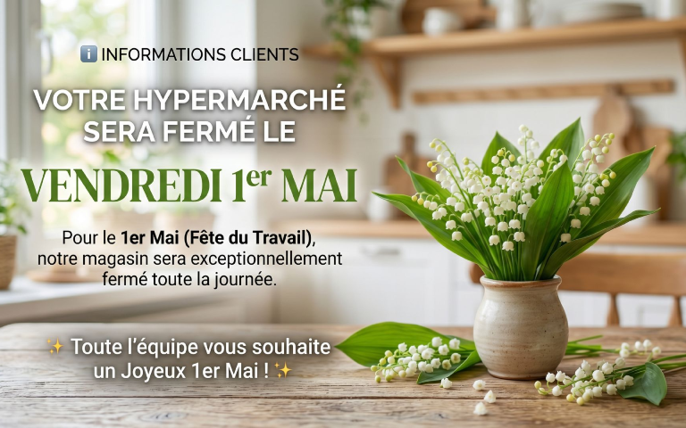 fermeture le vendredi 1er mai