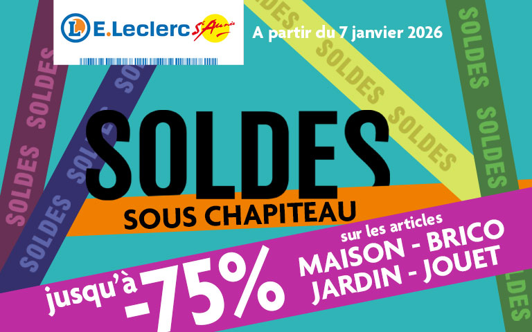 A partir du 7 janvier, Vente sous chapiteau : bénéficiez des soldes, jusqu'à -75% ur les articles Maison, Brico, Jardin et Jouet ! 