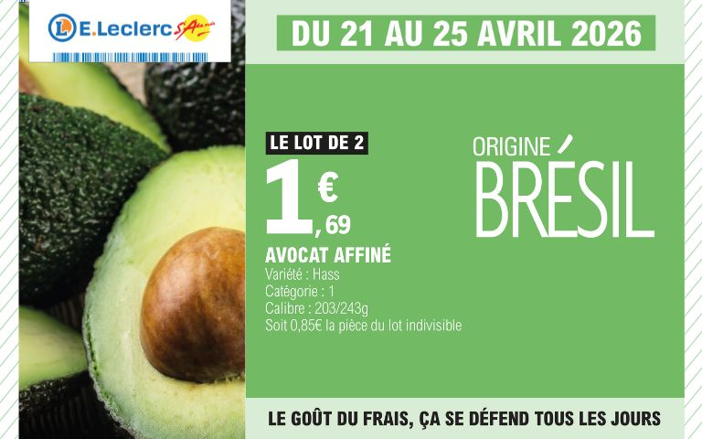 Du 21 au 25 avril, le lot de 2 avocats affinés est à 1,69 €