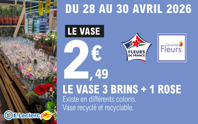 Du 28 au 30 avril, le vase de 3 brins de muguet + 1 rose à 2,49e