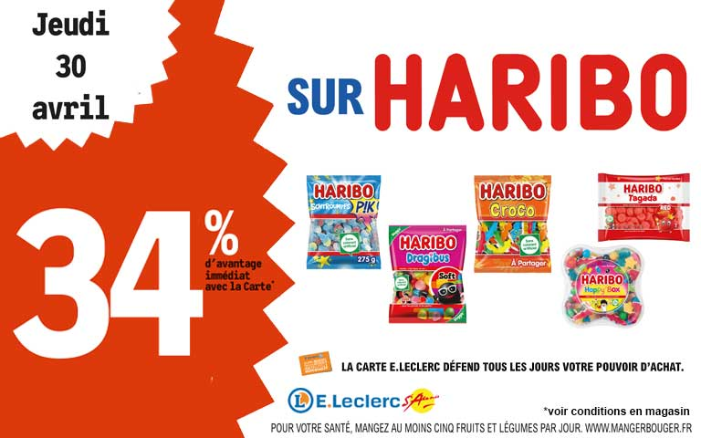 Jeudi 30 avril, 34% d'avantage immédiat sur HARIBO