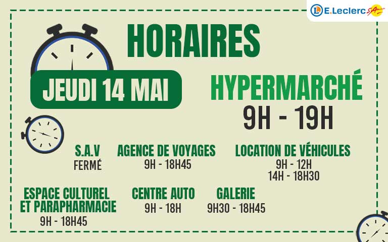 Horaire 14 mai