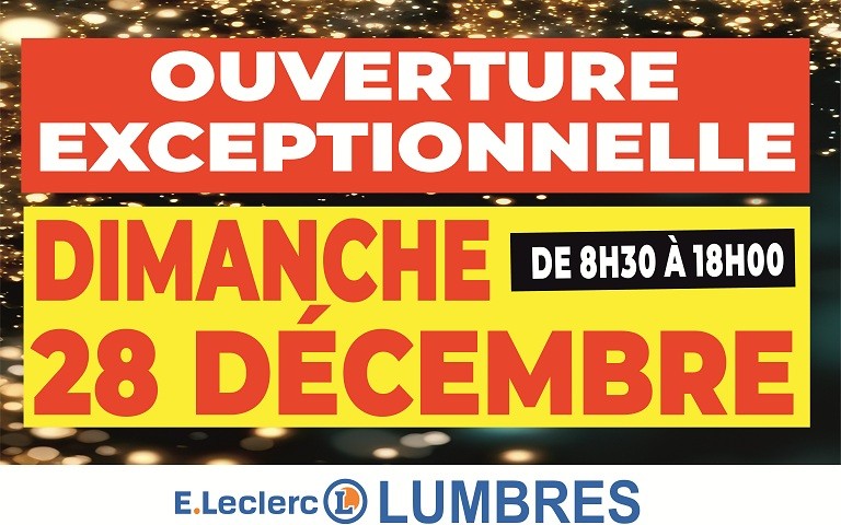fermeture à 18h le dimanche 28 décembre