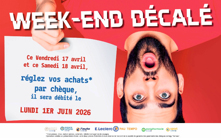 chèque différé semaine 16, vendredi 17 et samedi 18 avril 2026 réglez vos achats par chèque il sera débité le lundi 1 juin 2026