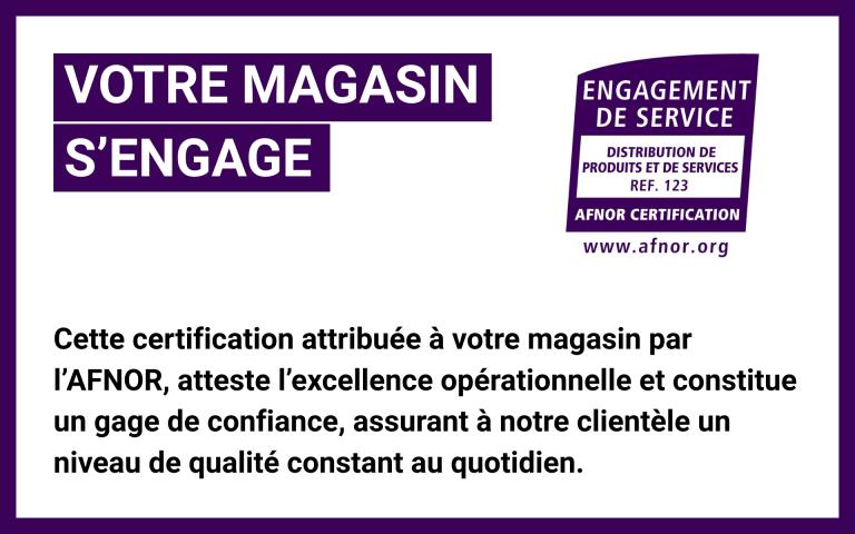 Votre centre E.Leclerc Cleunay a obtenu la certification "Engagement de Service" délivrée par AFNOR Certification. Gage de reconnaissance de la qualité de service que nous vous apportons au quotidien avant, pendant et après vos achats. Ce sont vos retours, vos suggestions et votre implication qui nous permettent de nous améliorer chaque année.