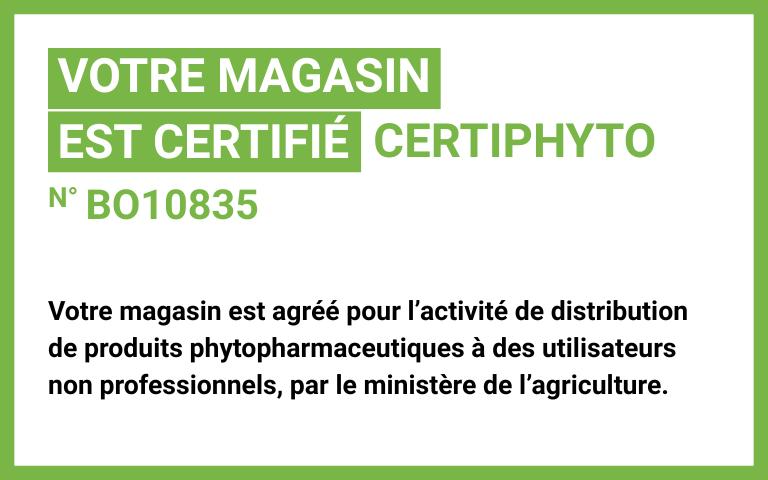 Votre magasin est agréé pour l'activité de distribution de produits phytopharmaceutiques à des utilisateurs non professionnels, par le ministères de l'agriculture.
