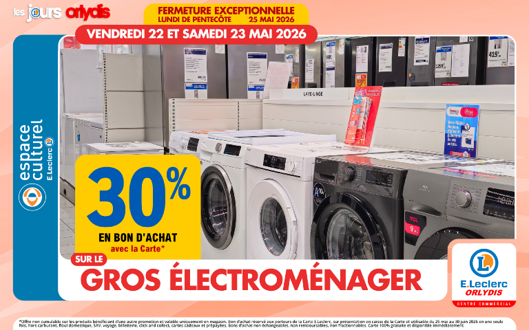 Du 22 au 23/05, 30% en bon d'achat mention étoile sur le gros électroménager.