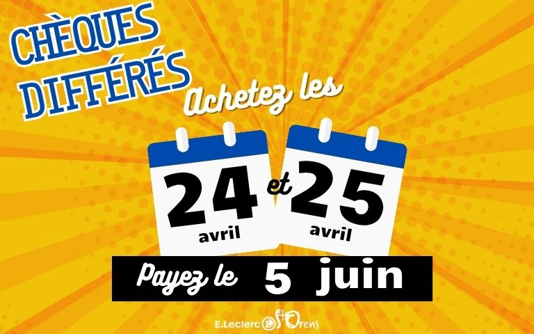 𝐈𝐥𝐬 𝐟𝐨𝐧𝐭 𝐥𝐞𝐮𝐫 𝐫𝐞𝐭𝐨𝐮𝐫 ! 👉Opération chèques différés : achetez les 𝟐4 𝐞𝐭 𝟐5 avrilet payez seulement le 𝟓 juin 🥳