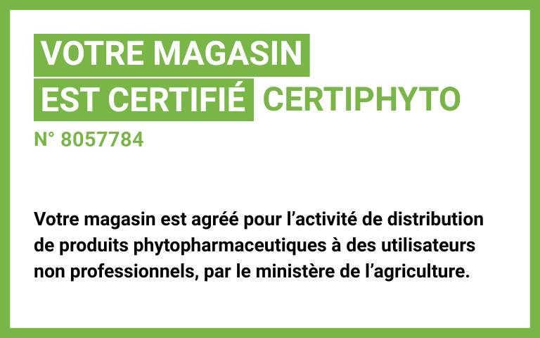Votre magasin est agréé pour l'activité de distribution de produits phytopharmaceutiques à des utilisateurs non professionnels, par le ministère de l'agriculture.