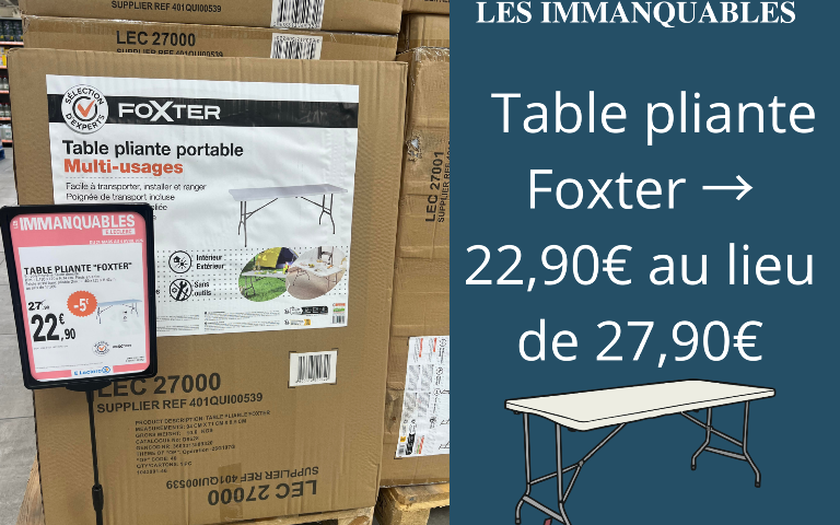 table pliante 22,90€ au lieu de 27,90€