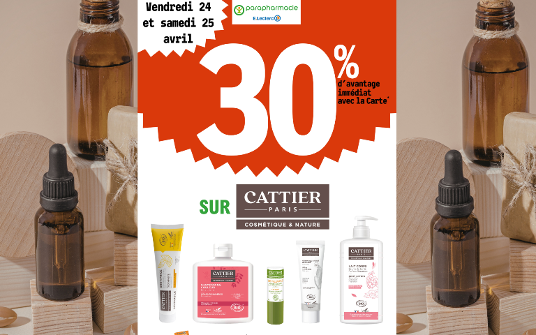 30% en remise immédiate sur Cattier du vendredi 24 au samedi 25 avril