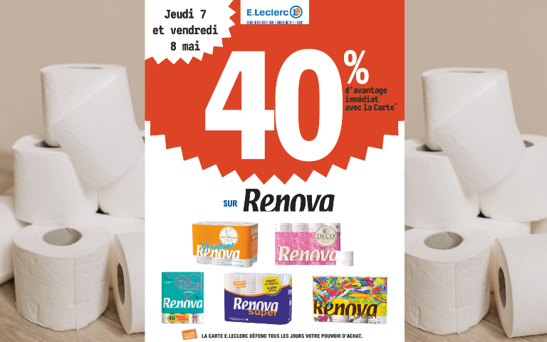 40% en remise immédiate sur Renova du jeudi 7 au vendredi 8 mai