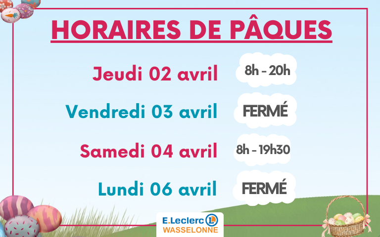 Horaires de Pâques