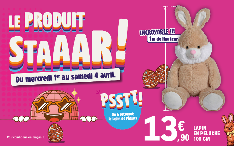 Produit star lapin 1m de hauteur 13,90€