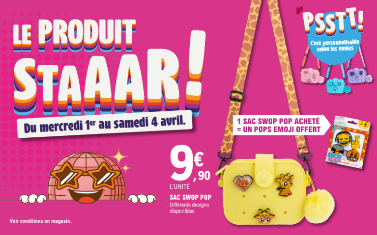 Produit star sac swop pop à 9,90€