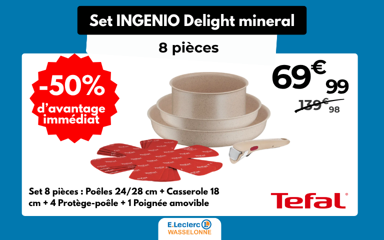 Set Ingenio delight mineral TEFAL : 8 pièces 69,99€