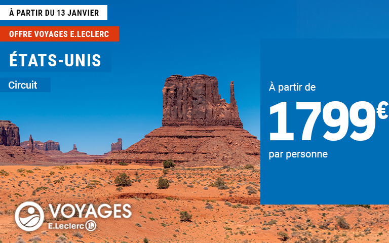 E.Leclerc Voyages : Circuit Etats Unis : à partir de 1799€ par personne 