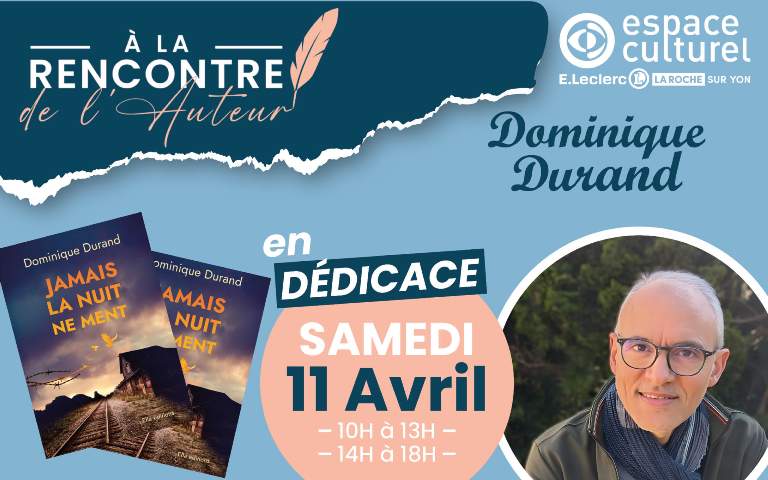Le mois du polar du 1er au 25 avril. L'auteur Dominique Durand en dédicace samedi 11 avril de 10h à 13h et de 14h à 18h à l'espace culturel.