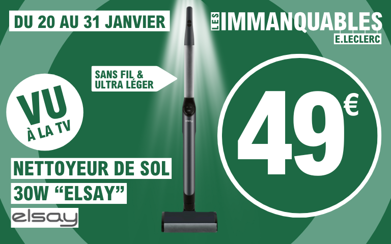 Du 20 au 31 Janvier, nettoyeur de sol Elsay à seulement 49€. Sans fil et ultra léger.