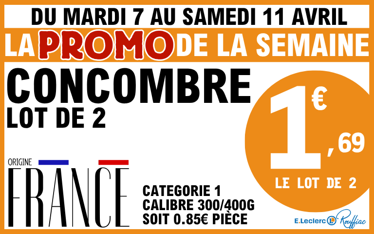 CONCOMBRE LOT DE 2 AU PRIX DE 1.69€ LE LOT. ORIGINE FRANCE