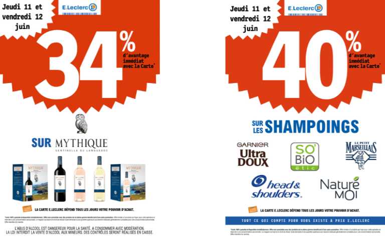 34% DE REMISE IMMEDIATE SUR MYTHIQUE ET 40% DE REMISE IMMEDIATE SUR ENE SELECTION DES MARQUES DE SHAMPOINGS DU 11 AU 12/06