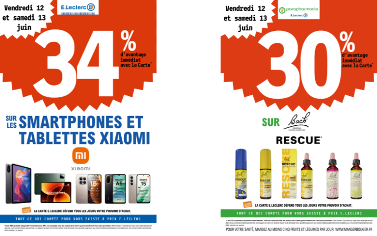 34% DE REMISE IMMEDIATE SUR LES SMARTHONES ET TABLETTES XIAOMI ET 30% DE REMISE IMMEDIATE SUR LES FLEURS DE BACH DU 12/ AU 13/06