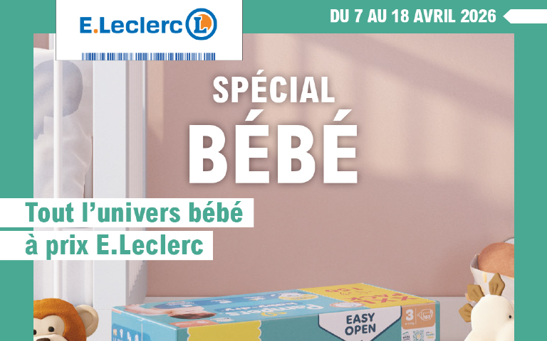 Venez découvrir le catalogue spécial bébé dans votre centre E.Leclerc Ribécourt 👶  Profitez d’offres exceptionnelles sur tout l’univers bébé : couches, soins, alimentation et bien plus encore, à prix E.Leclerc.  📅 Rendez-vous en magasin du 7 au 18 avril pour ne rien manquer !