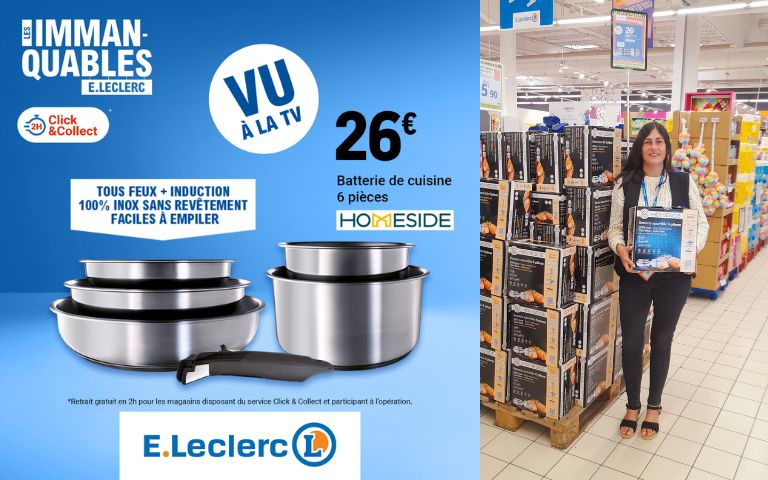 Inox, tous feux dont induction et ultra faciles à empiler... La batterie de cuisine 6 pièces Homeside débarque dans votre centre E.Leclerc Le Boulou à seulement 26 € ! 