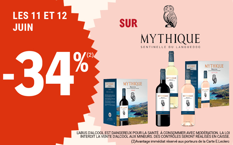 Les 11 et 12 juin, moins 34 pourcent de réduction immédiate sur Mythique Sentinelle du Languedoc.Avantage réservé aux porteurs de carte