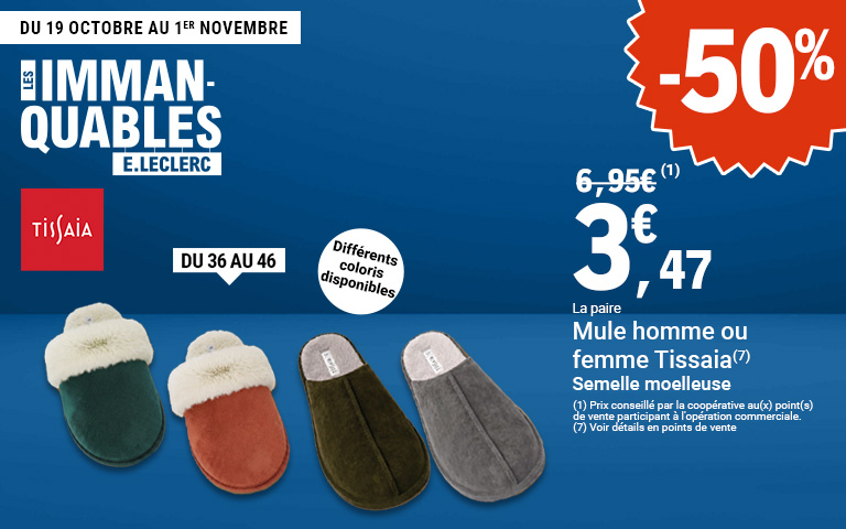 immanquable: Mule homme ou femme à seulement 3€47 jusqu'au 1er novembre