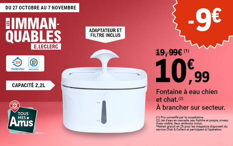immanquables: fontaine à eau chien et chat à 10€99 seulement