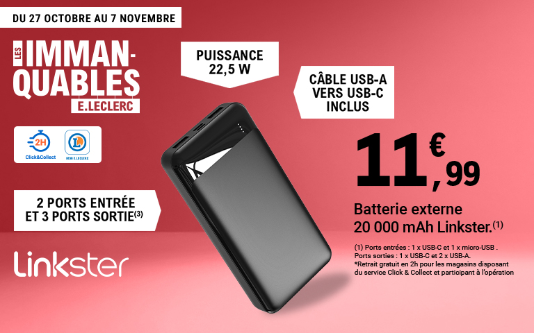 immanquables : Batterie externe à seulement 11€99 jusqu'au 7 novembre