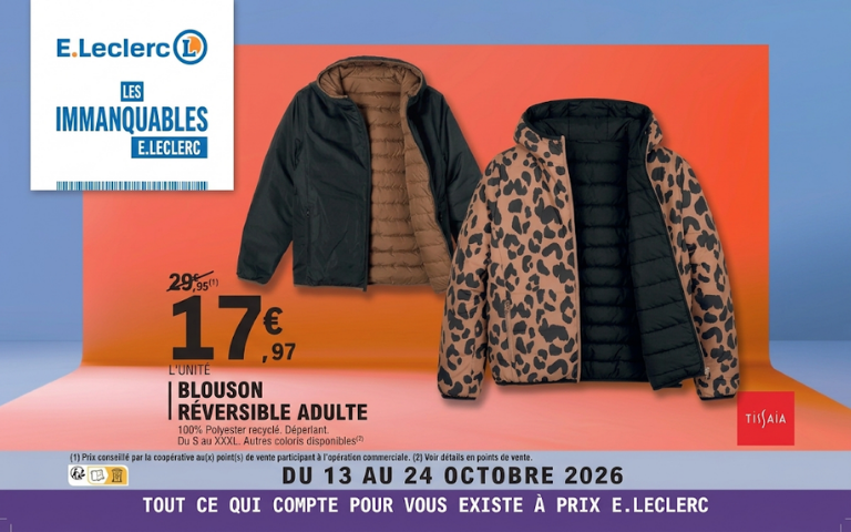 Blouson réversible à 17.97€ au lieu de 29.95€ (adulte)