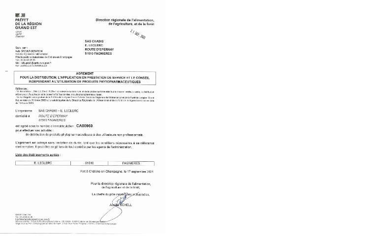 AGRÉMENT certiphyto