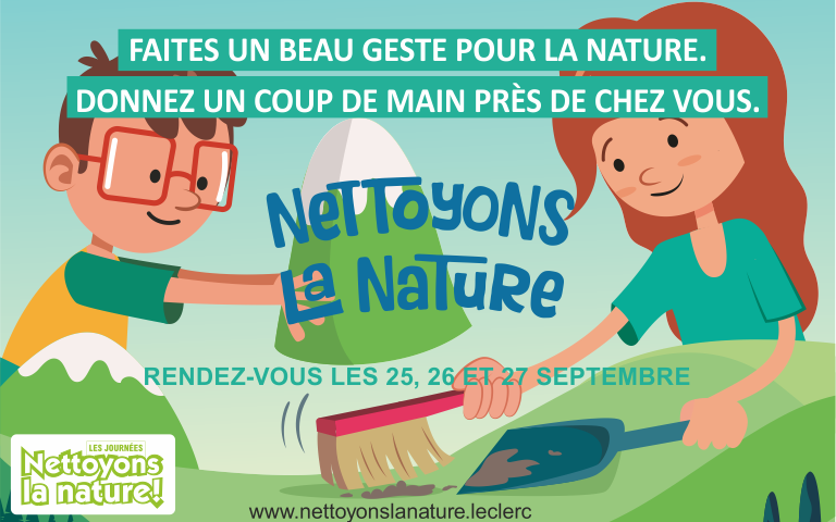Devenez acteur de la 29ème édition de Nettoyons la Nature ! Écoles, associations ou mairies, les inscriptions sont ouvertes. Rendez-vous sur nettoyonslanature.leclerc pour nous rejoindre les 25, 26 et 27 septembre !