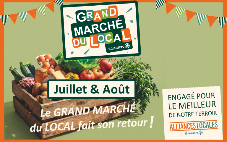 Le GRAND MARCHÉ du LOCAL fait son retour devant votre E.Leclerc Aurillac ! Rendez-vous de juillet à août pour venir à la rencontre de nos producteurs en Alliances Locales. Dégustation et vente en direct, ne manquez pas cette événement local.