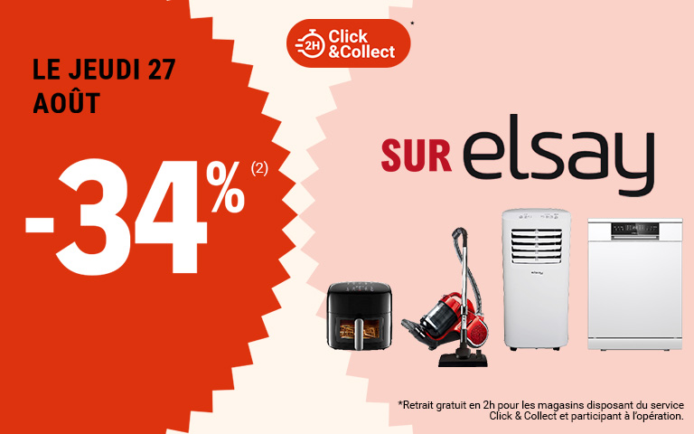Le jeudi 27 août, -34% de réduction immédiate sur Elsay. Disponible en click and collect.