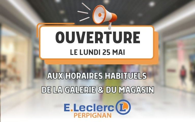 Ouverture le lundi 25 Mai de 8h30 à 20h pour le magasin et de 9h30 à 19h30 pour la galerie.