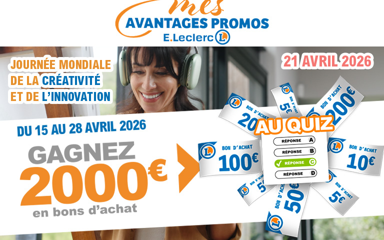 Tentez de gagner jusqu'à 2000 € du 15 au 28 avril  sur "MES AVANTAGES PROMOS"